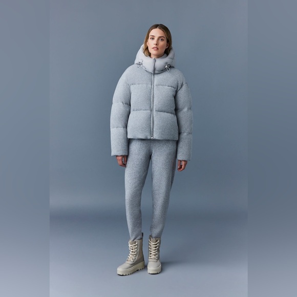 NWT Mackage Tessy Wool & Cashmere Down Jacket Sz M $1790 Light Grey Mix - Picture 5 of 9